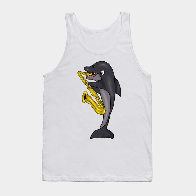 Shark Playing Saxophone Tank Top by Merchweaver